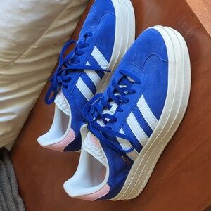 Adidas Blue And Pink Gazelle Bold Sz W9